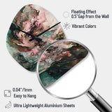 Pink Green Inner Worlds Of Marble III - Asymmetric Metal Wall Clock