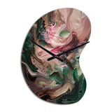Pink Green Inner Worlds Of Marble IV - Asymmetric Metal Wall Clock