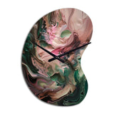 Pink Green Inner Worlds Of Marble IV - Asymmetric Metal Wall Clock