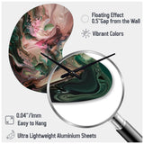 Pink Green Inner Worlds Of Marble IV - Asymmetric Metal Wall Clock