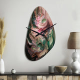 Pink Green Inner Worlds Of Marble IV - Asymmetric Metal Wall Clock