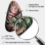 Pink Green Inner Worlds Of Marble IV - Asymmetric Metal Wall Clock