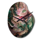 Pink Green Inner Worlds Of Marble IV - Asymmetric Metal Wall Clock