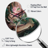 Pink Green Inner Worlds Of Marble IV - Asymmetric Metal Wall Clock