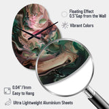 Pink Green Inner Worlds Of Marble IV - Asymmetric Metal Wall Clock