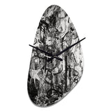 Black And White Graffiti Cosmic II - Asymmetric Metal Wall Clock
