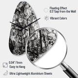Black And White Graffiti Cosmic II - Asymmetric Metal Wall Clock