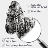Black And White Graffiti Cosmic II - Asymmetric Metal Wall Clock