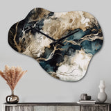 Blue Beige Marbled Dreamscape I - Asymmetric Metal Wall Clock