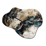 Blue Beige Marbled Dreamscape I - Asymmetric Metal Wall Clock