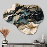Blue Beige Marbled Dreamscape III - Asymmetric Metal Wall Clock