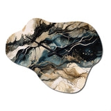 Blue Beige Marbled Dreamscape III - Asymmetric Metal Wall Clock