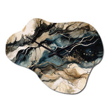 Blue Beige Marbled Dreamscape III - Asymmetric Metal Wall Clock