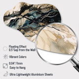 Blue Beige Marbled Dreamscape III - Asymmetric Metal Wall Clock