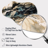 Blue Beige Marbled Dreamscape III - Asymmetric Metal Wall Clock