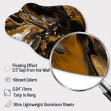 Gold Black Marbled Dreamscape III - Asymmetric Metal Wall Clock