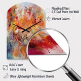 Orange Red Marbled Dreamscape I - Asymmetric Metal Wall Clock