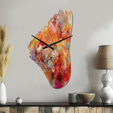 Orange Red Marbled Dreamscape I - Asymmetric Metal Wall Clock