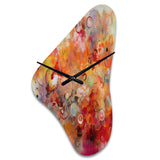 Orange Red Marbled Dreamscape I - Asymmetric Metal Wall Clock