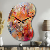 Orange Red Marbled Dreamscape I - Asymmetric Metal Wall Clock