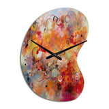 Orange Red Marbled Dreamscape I - Asymmetric Metal Wall Clock