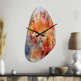 Orange Red Marbled Dreamscape I - Asymmetric Metal Wall Clock