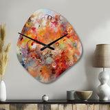 Orange Red Marbled Dreamscape I - Asymmetric Metal Wall Clock