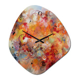 Orange Red Marbled Dreamscape I - Asymmetric Metal Wall Clock