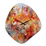 Orange Red Marbled Dreamscape I - Asymmetric Metal Wall Clock