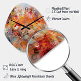 Orange Red Marbled Dreamscape I - Asymmetric Metal Wall Clock