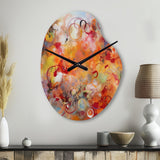 Orange Red Marbled Dreamscape I - Asymmetric Metal Wall Clock