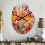 Orange Red Marbled Dreamscape I - Asymmetric Metal Wall Clock
