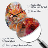 Orange Red Marbled Dreamscape I - Asymmetric Metal Wall Clock