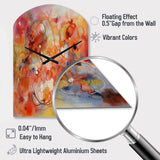 Orange Red Marbled Dreamscape II - Asymmetric Metal Wall Clock