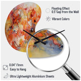 Orange Red Marbled Dreamscape II - Asymmetric Metal Wall Clock