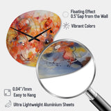Orange Red Marbled Dreamscape II - Asymmetric Metal Wall Clock