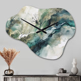 Green Blue Marbled Dreamscape I - Asymmetric Metal Wall Clock