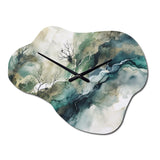 Green Blue Marbled Dreamscape I - Asymmetric Metal Wall Clock