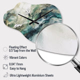 Green Blue Marbled Dreamscape I - Asymmetric Metal Wall Clock