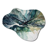 Green Blue Marbled Dreamscape II - Asymmetric Metal Wall Clock