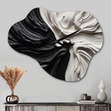 Black White Marbled Dreamscape IV - Asymmetric Metal Wall Clock