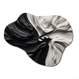 Black White Marbled Dreamscape IV - Asymmetric Metal Wall Clock