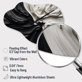Black White Marbled Dreamscape IV - Asymmetric Metal Wall Clock
