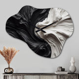 Black White Marbled Dreamscape V - Asymmetric Metal Wall Clock