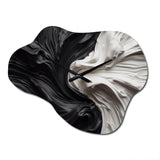Black White Marbled Dreamscape V - Asymmetric Metal Wall Clock