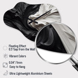 Black White Marbled Dreamscape V - Asymmetric Metal Wall Clock