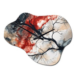 Red Black Captivating Liquid Ink - Asymmetric Metal Wall Clock