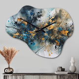 Blue Gold Captivating Liquid Ink - Asymmetric Metal Wall Clock