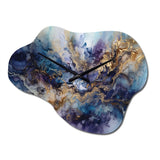 Gold Purple Captivating Liquid Ink I - Asymmetric Metal Wall Clock