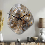 Grey Gold Captivating Liquid Ink - Asymmetric Metal Wall Clock